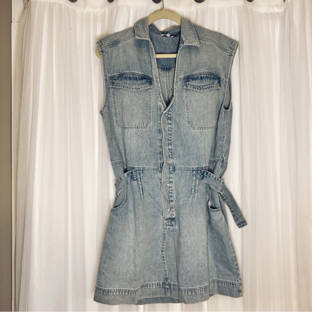 TCEC Light Blue Denim Dress with Belt